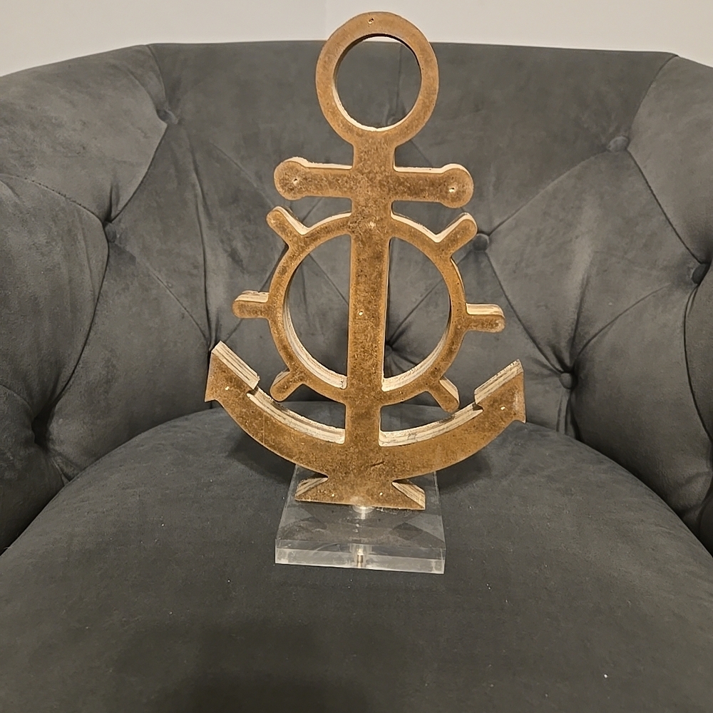 Gold Anchor Decor Piece Wood